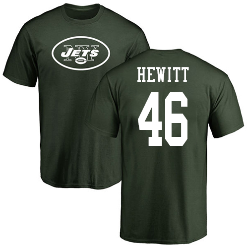 New York Jets Men Green Neville Hewitt Name and Number Logo NFL Football #46 T Shirt
